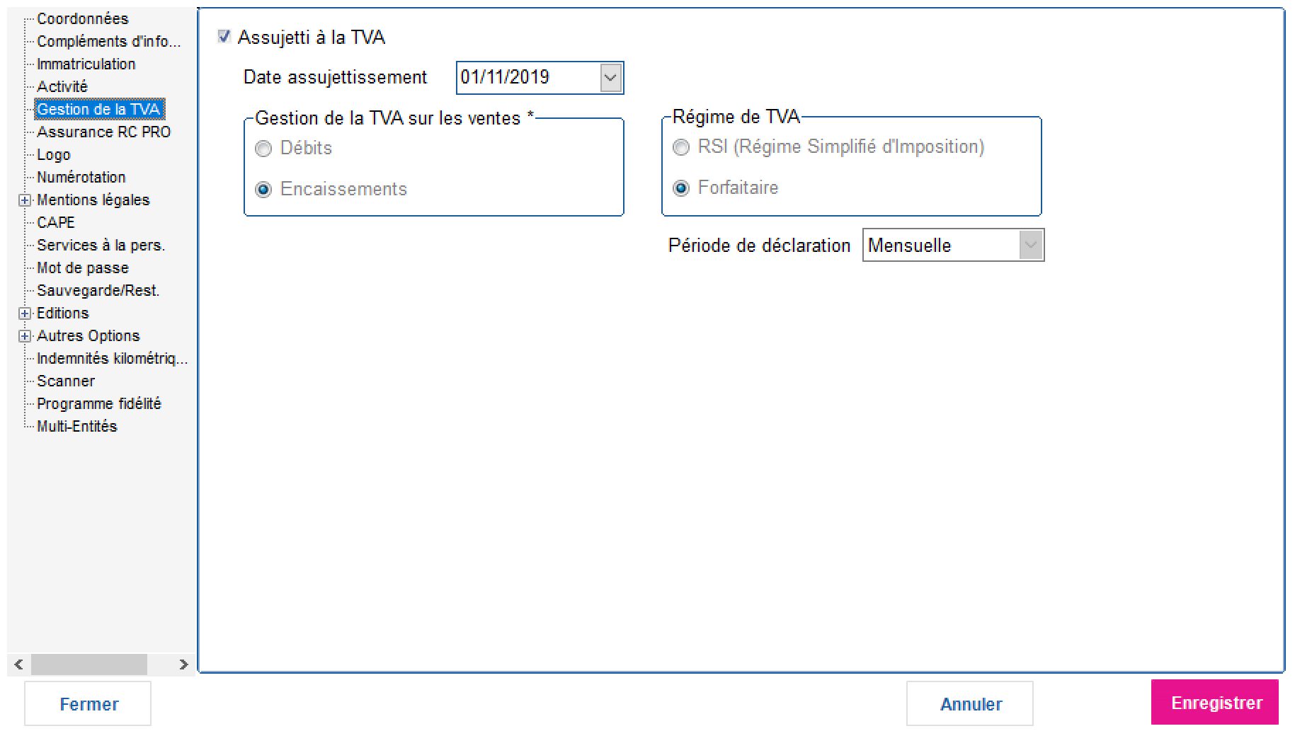 Paramétrage de la TVA dans Instant-Gestion ME PREMIUM TVA